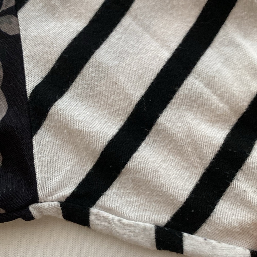 Jules & James dress below knee flowy long sleeves pockets florals/stripe Sz L - Picture 7 of 9